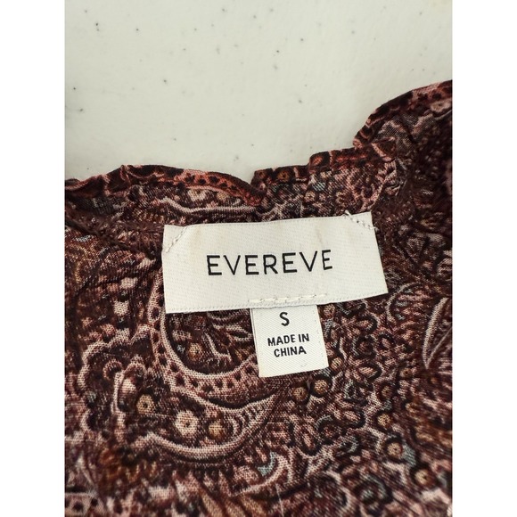 Evereve Aiden Red Long Sleeve Paisley Blouse Boho‎ Work Office Womens Small - Picture 3 of 11